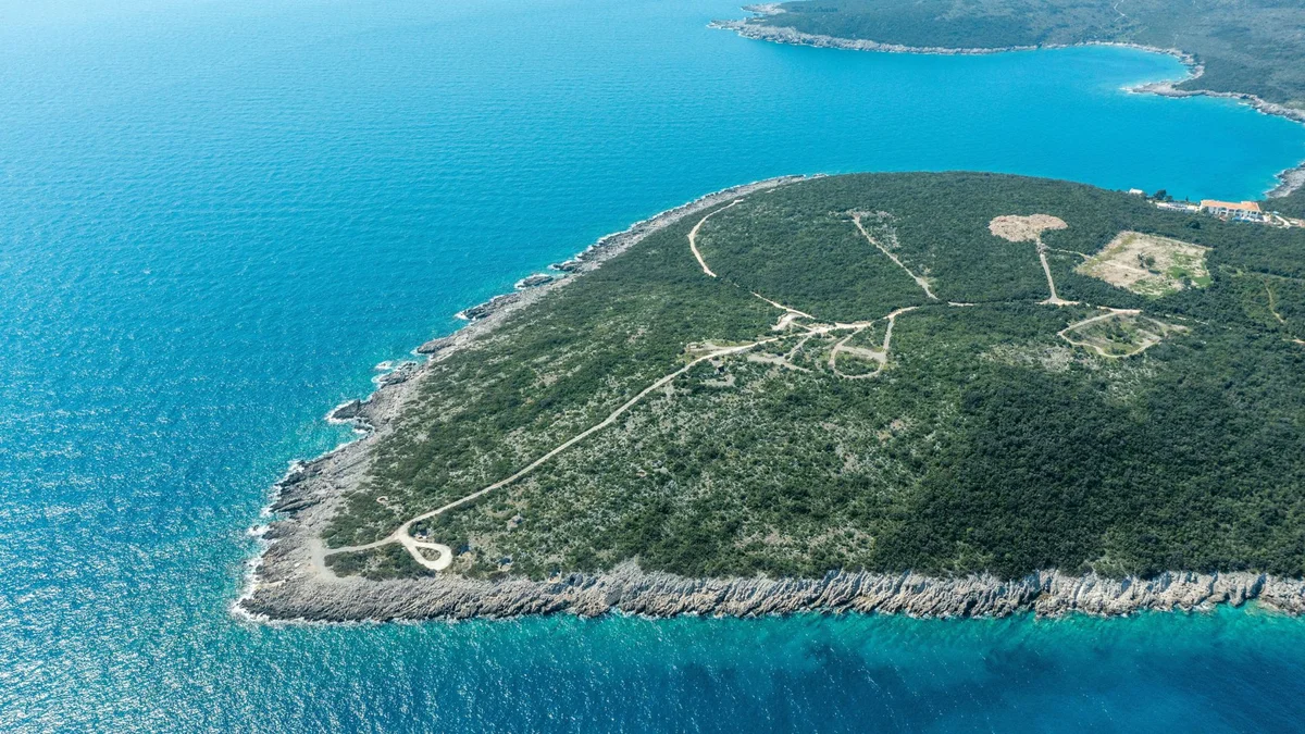 Luštica Bay marina and residences aerial, Montenegro