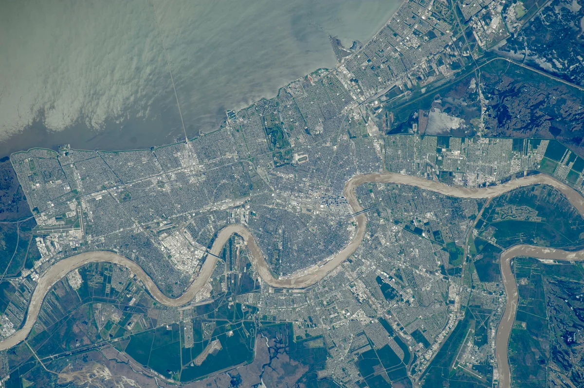 New Orleans and the Mississippi River from above, Louisiana