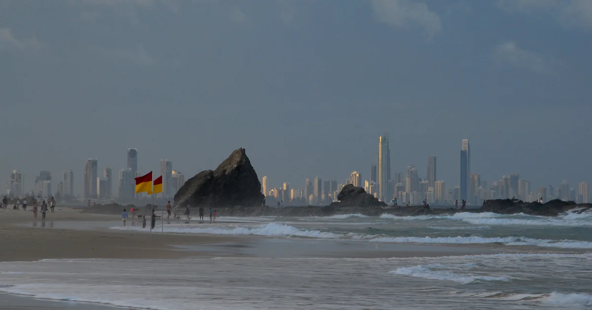Gold Coast skyline from Currumbin Beach, Queensland, Australia