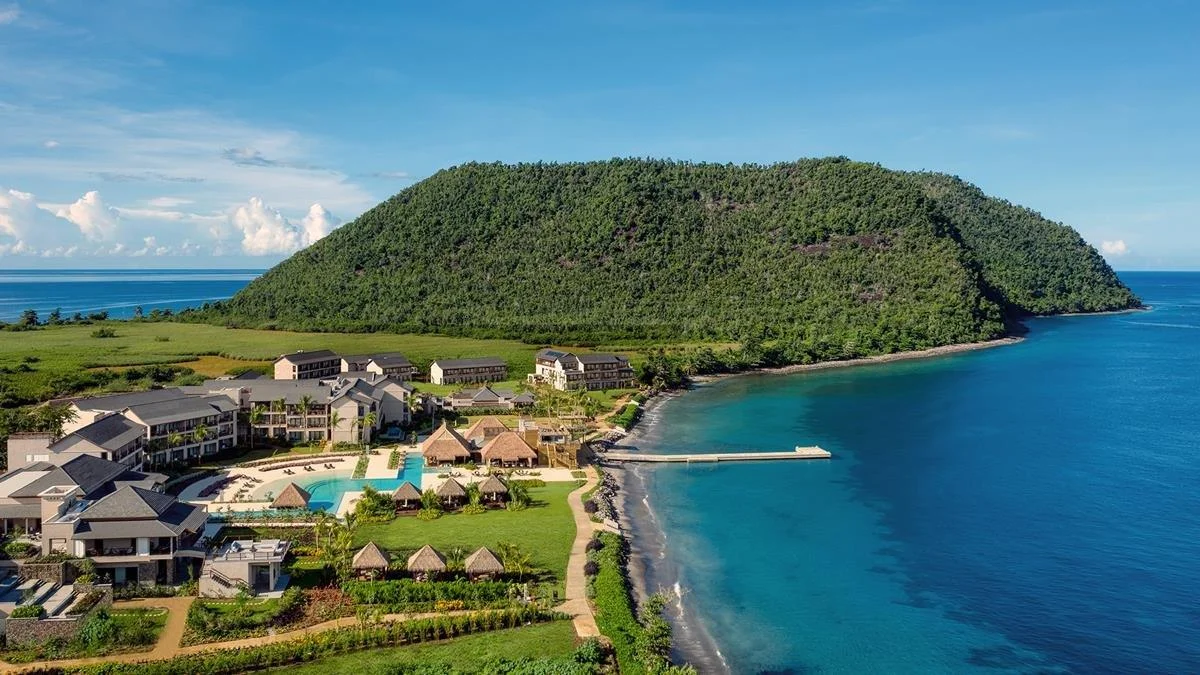 Cabrits Resort and Spa Kempinski aerial with Cabrits National Park, Dominica