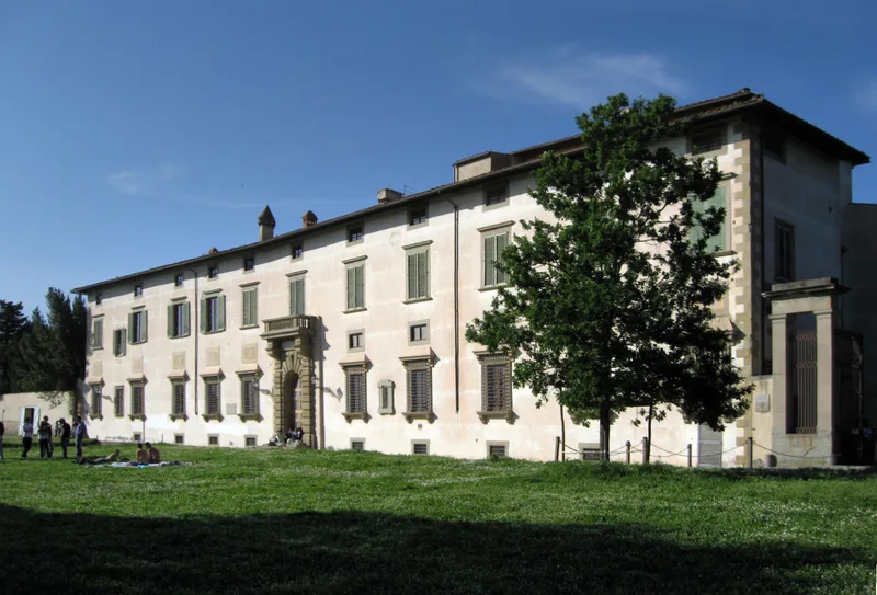 Rolling Tuscan countryside with a stone villa